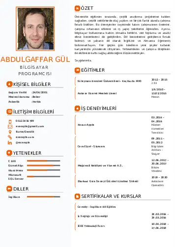 Bilgisayar Programcısı CV Örnekleri cv indir